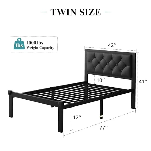 Twin Size Metal Bed Frame view 2