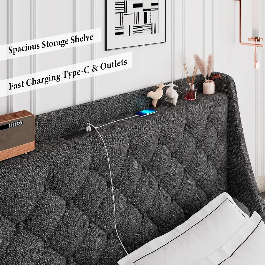 Queen Bed Frame with 4 Storage Drawers view 5