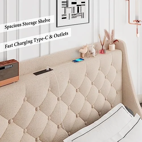 King Bed Frame with 4 Storage Drawers view 5