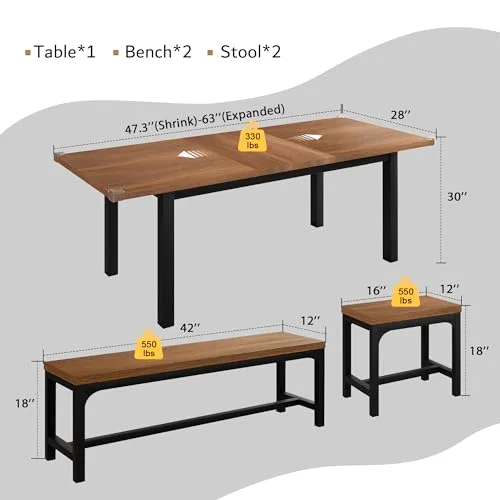 5-Piece Dining Table Set for 4-8 People view 7