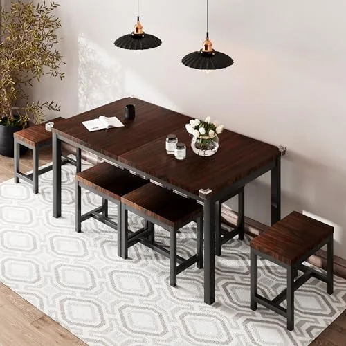 7-Piece Dining Table Set with 6 Stools view 9