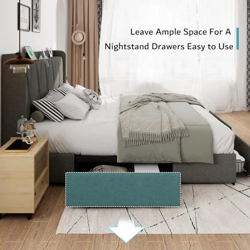 King Size Bed Frame with 4 Storage Drawers view 8