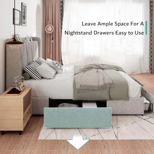 Full Siza Bed Frame with 4 Storage Drawers view 3