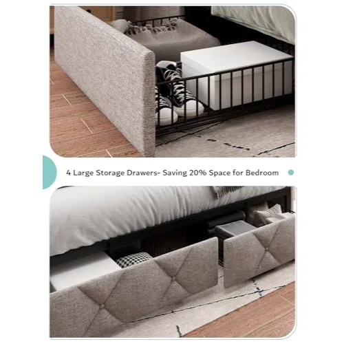 Full Siza Bed Frame with 4 Storage Drawers view 4