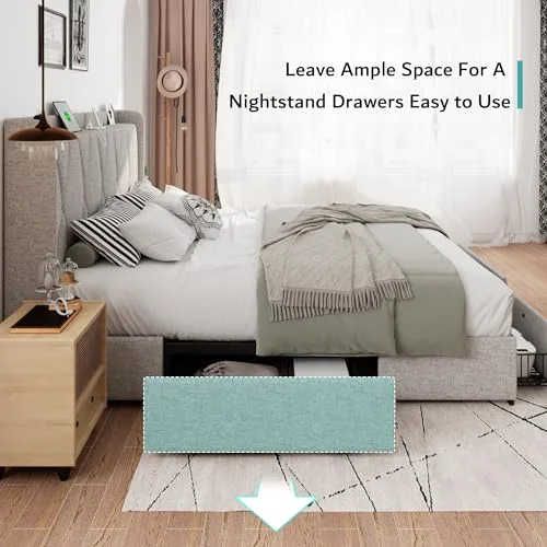 King Size Bed Frame with 4 Storage Drawers view 3