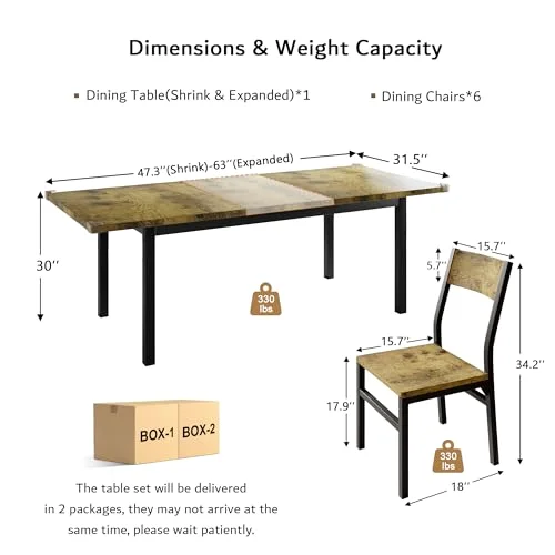 7-Piece Dining Table & Chairs Set for 4-6 view 2