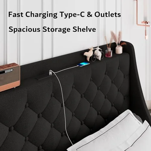 King Bed Frame with 4 Storage Drawers view 10