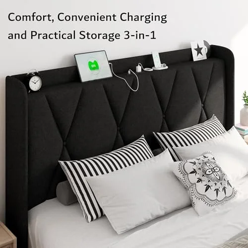 Full Size Bed Frame with 4 Storage Drawers view 3