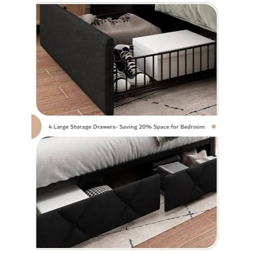 Queen Bed Frame with 4 Storage Drawers view 10