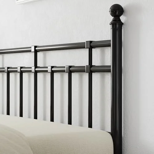 King Metal Bed Frame with Vintage Headboard and Footboard view 4