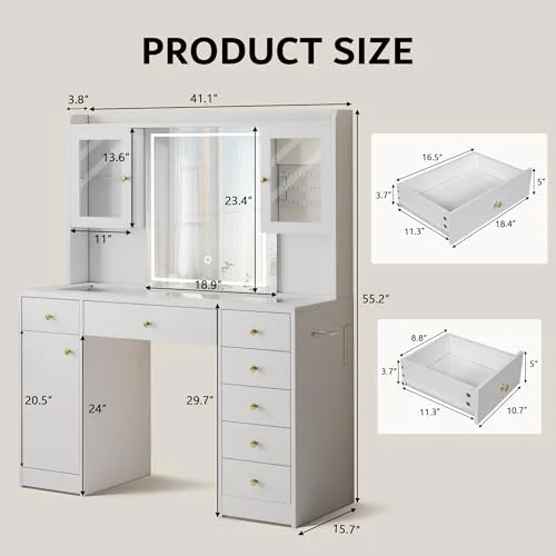 Vanity Desk with Mirror and Lights view 2