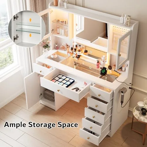 Vanity Desk with Mirror and Lights view 3