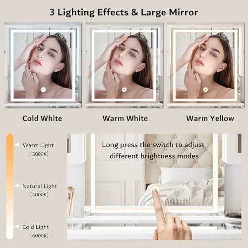 Vanity Desk with Mirror and Lights view 5