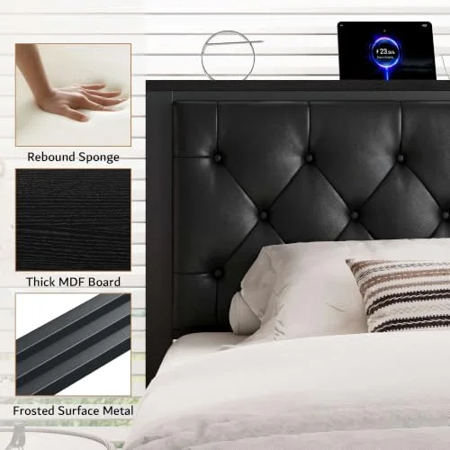 King Bed Frame with 2 Storage Drawers view 8