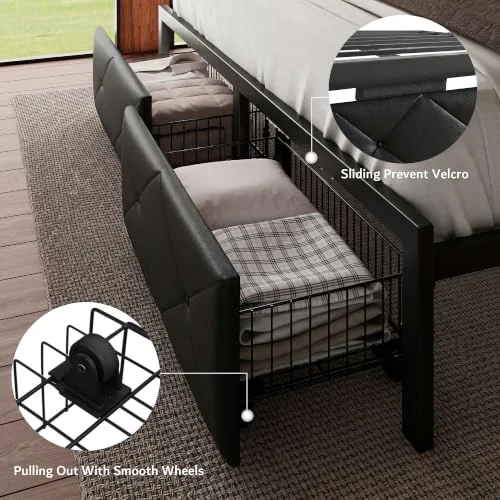 King Bed Frame with 2 Storage Drawers view 10