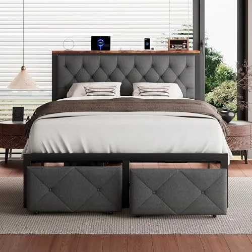 Full Bed Frame with 2 Storage Drawers view 6