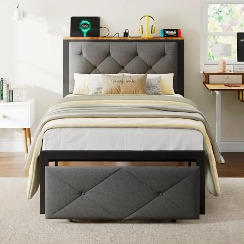 Twin Bed Frame for Kids with Storage Drawers view 6