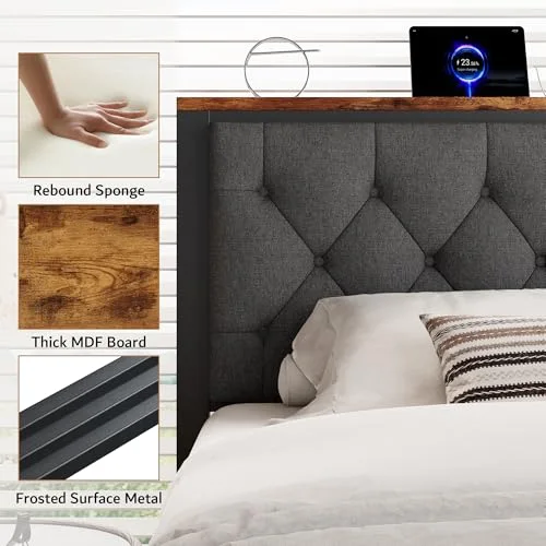 King Bed Frame with 2 Storage Drawers view 3