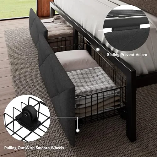 King Bed Frame with 2 Storage Drawers view 5