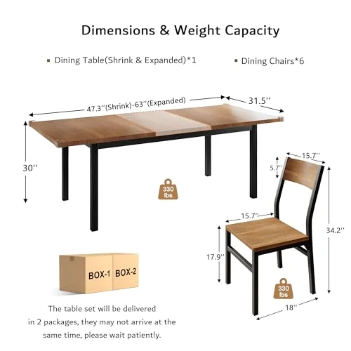 7-Piece Dining Table Set with 6 Chairs view 2