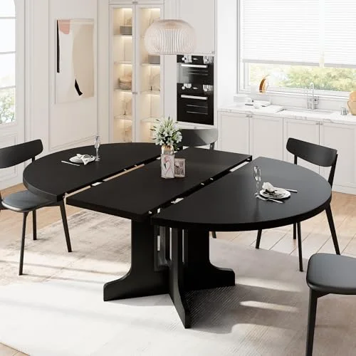 59" Extendable Round Dining Table for 4-6