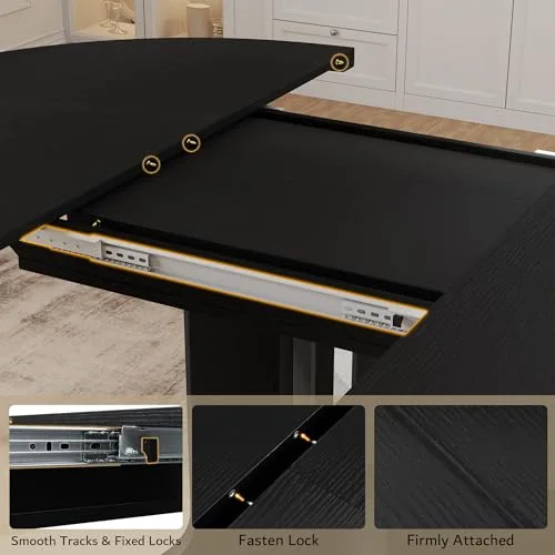 59" Extendable Round Dining Table for 4-6 view 4