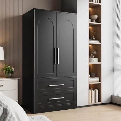 Wooden Armoire Wardrobe Closet with 2 Drawers