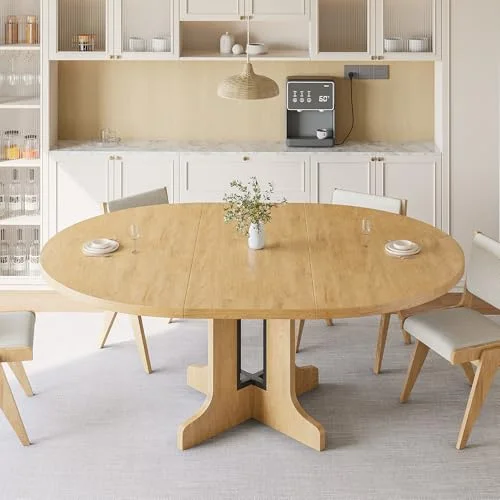 59" Round Extendable Dining Table for 4-6 view 3