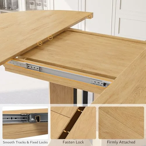 59" Round Extendable Dining Table for 4-6 view 4