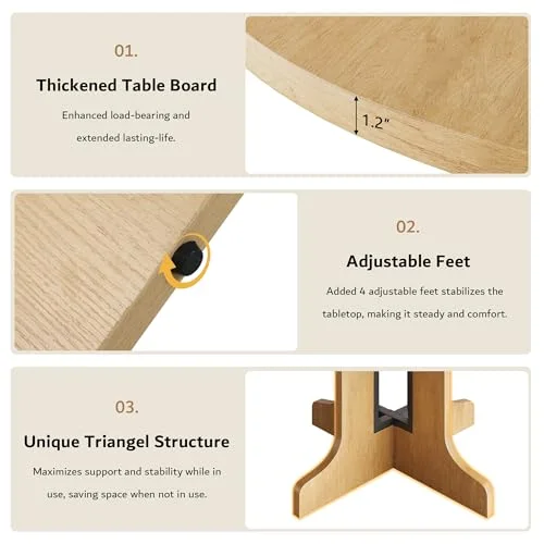 59" Round Extendable Dining Table for 4-6 view 5
