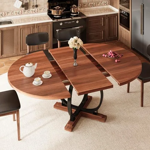 59'' Extendable Round Dining Table for 4 to 6