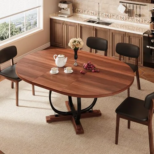 59'' Extendable Round Dining Table for 4 to 6 view 3