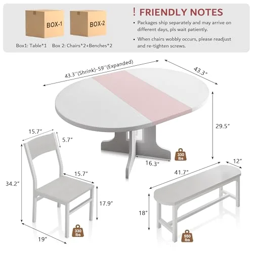 5-Piece Round Dining Table Set for 4-6 view 7