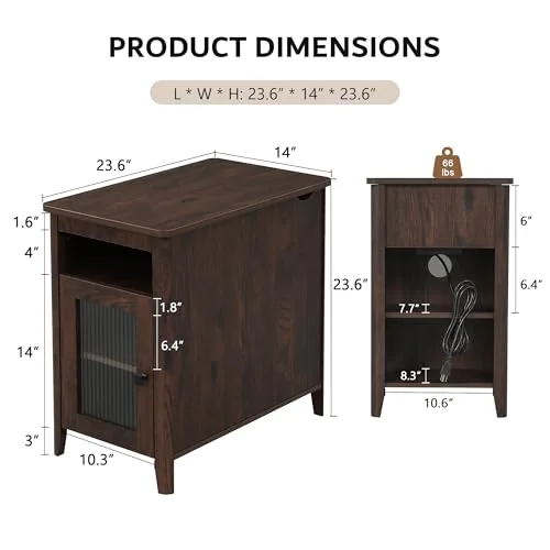 Night Stand Set of 2 with Charging Station view 2