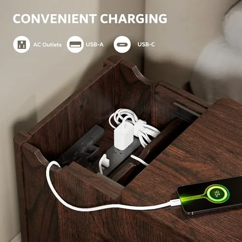 Night Stand Set of 2 with Charging Station view 4