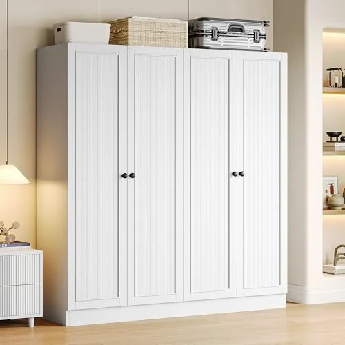 4 Doors Armoire Wardrobe Closet with 2 Drawers view 6