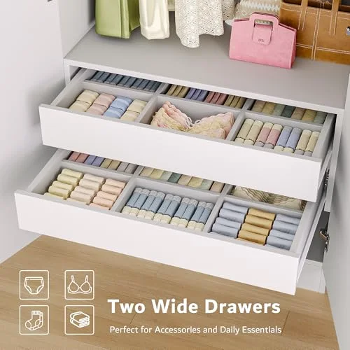 4 Doors Armoire Wardrobe Closet with 2 Drawers view 10