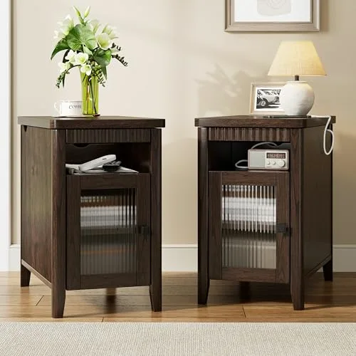 End Table Set of 2 with Charging Station