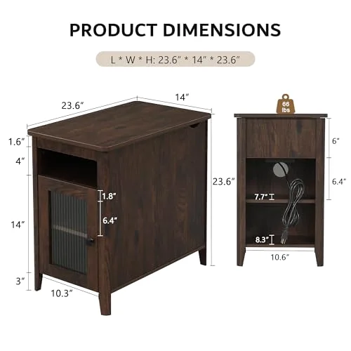 End Table Set of 2 with Charging Station view 2
