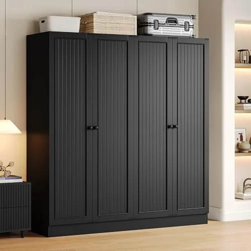 4 Doors Armoire Wardrobe Closet with 2 Drawers