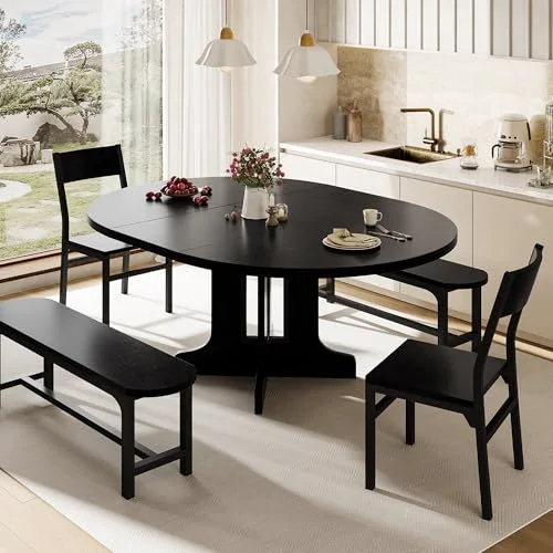 5-Piece Round Dining Table Set for 4-6