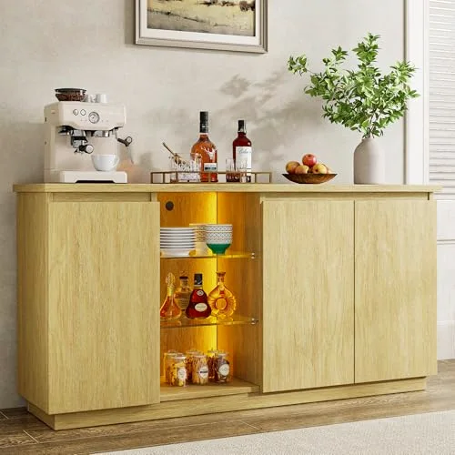 Sideboard Buffet Cabinet with Storage & LED Lights