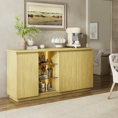 Sideboard Buffet Cabinet with Storage & LED Lights view 3
