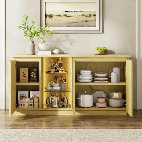 Sideboard Buffet Cabinet with Storage & LED Lights view 5