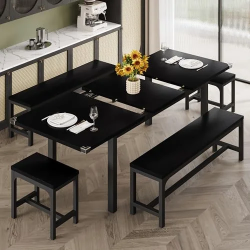 Extendable Dining Table Set for 4 6 8