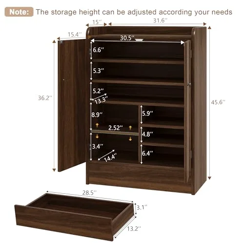 6-Tier Shoe Cabinet with Drawer view 7