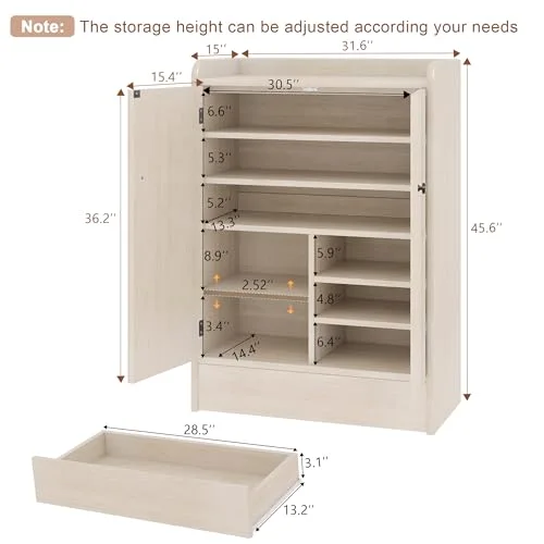 6-Tier Shoe Cabinet with Drawer view 2