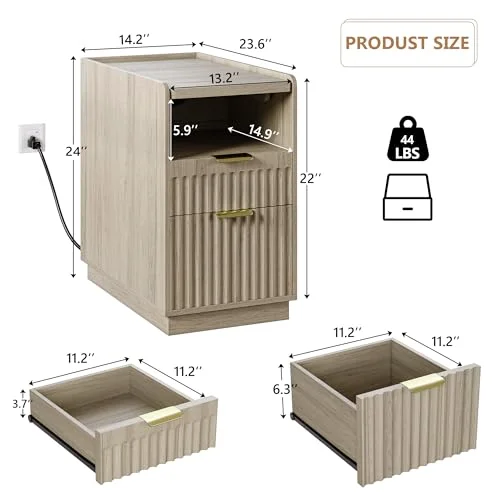 Fluted End Table Set of 2 with Charging Station view 7