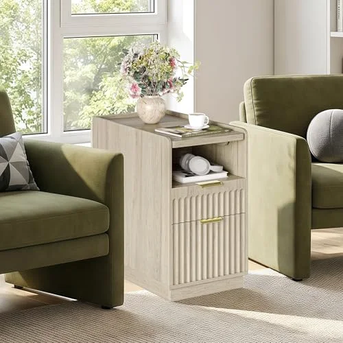 Fluted End Table Set of 2 with Charging Station view 10