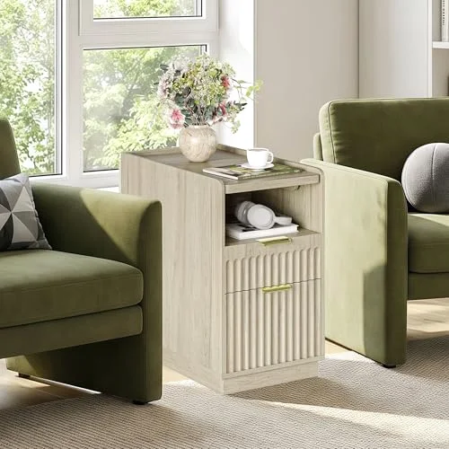 Fluted End Table with Charging Station view 5